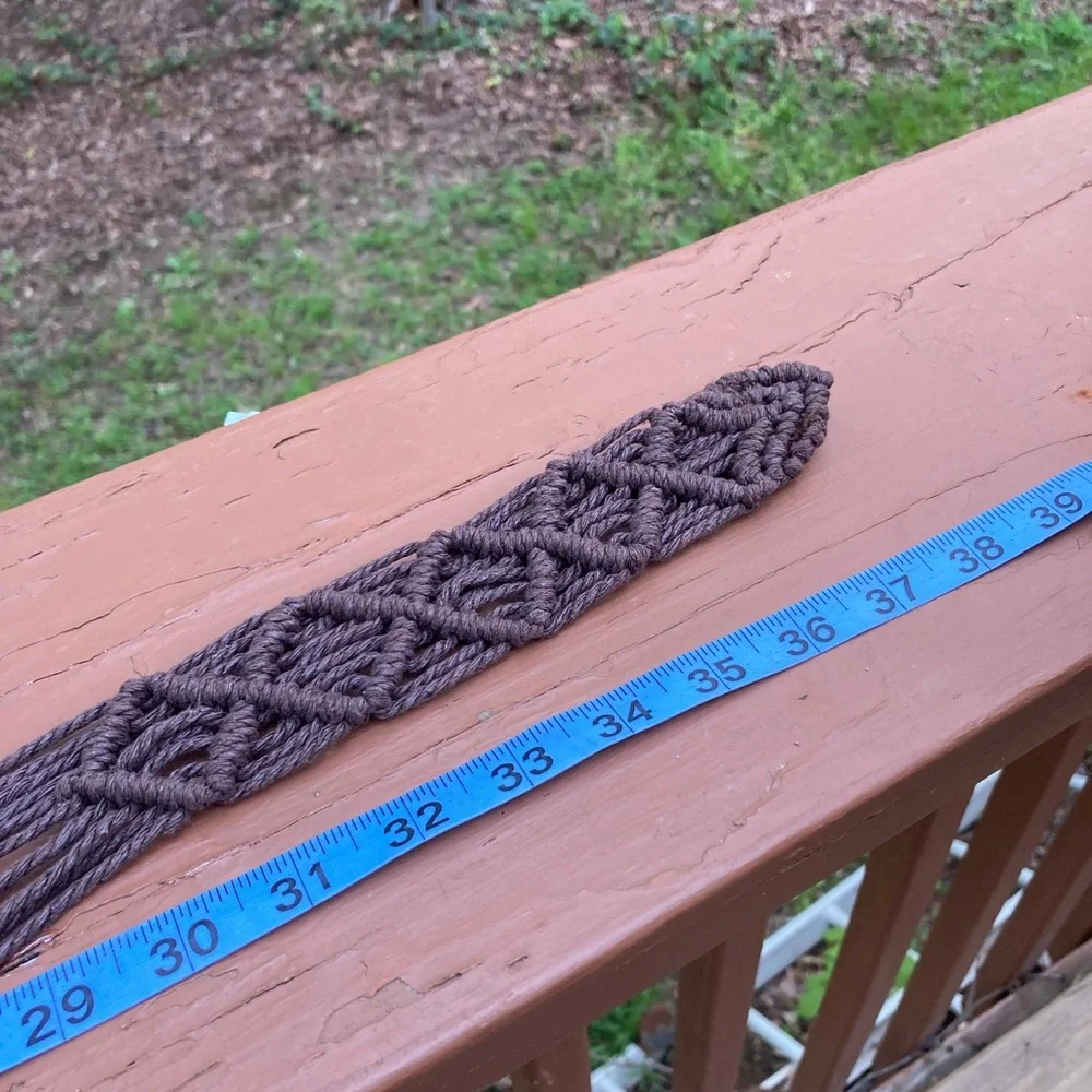 Brown beaded macrame belt